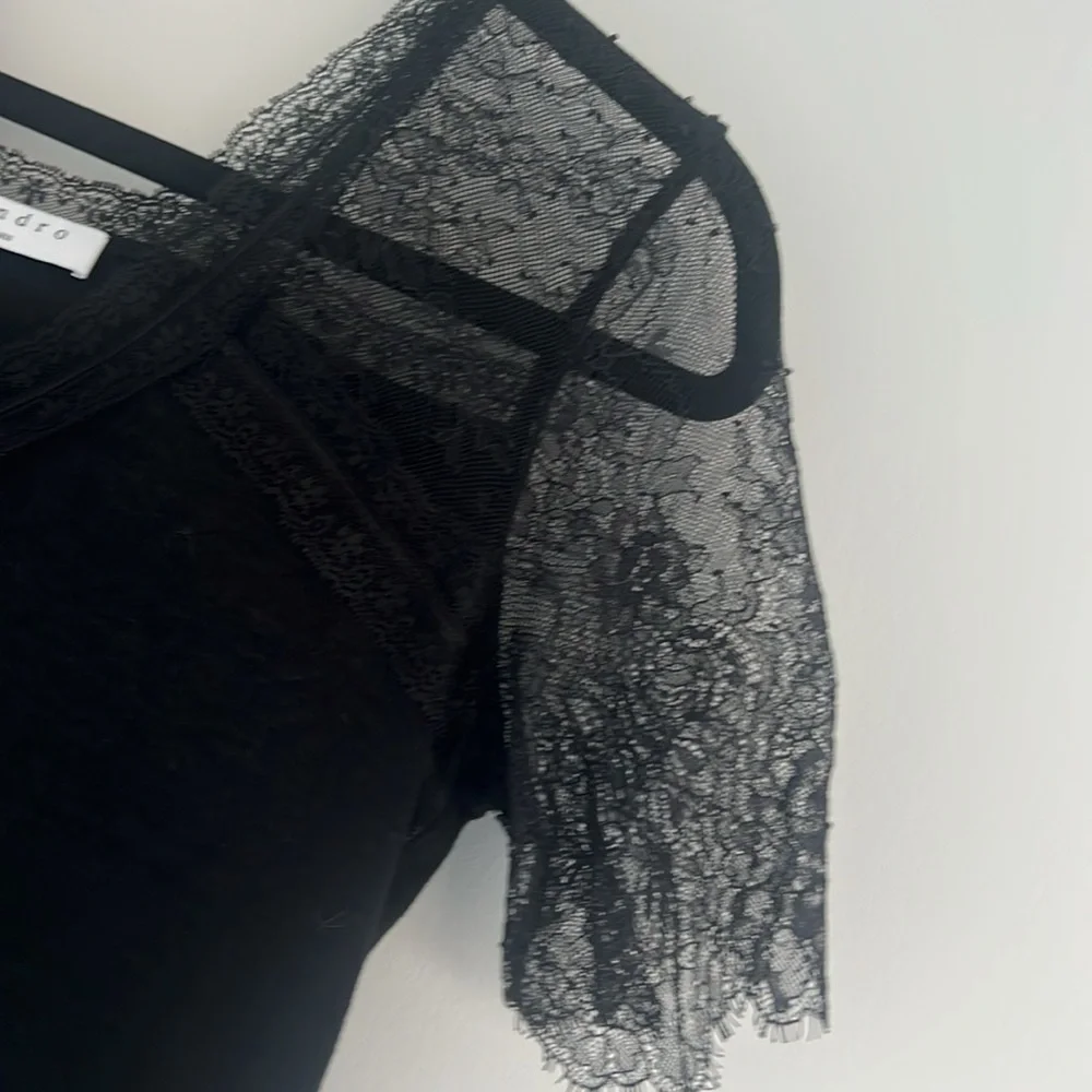 Sandro black lace top. - Picture 3 of 5